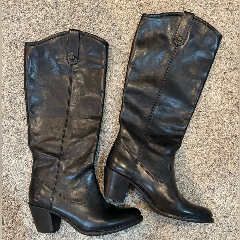 Frye Black Heeled Leather Boots